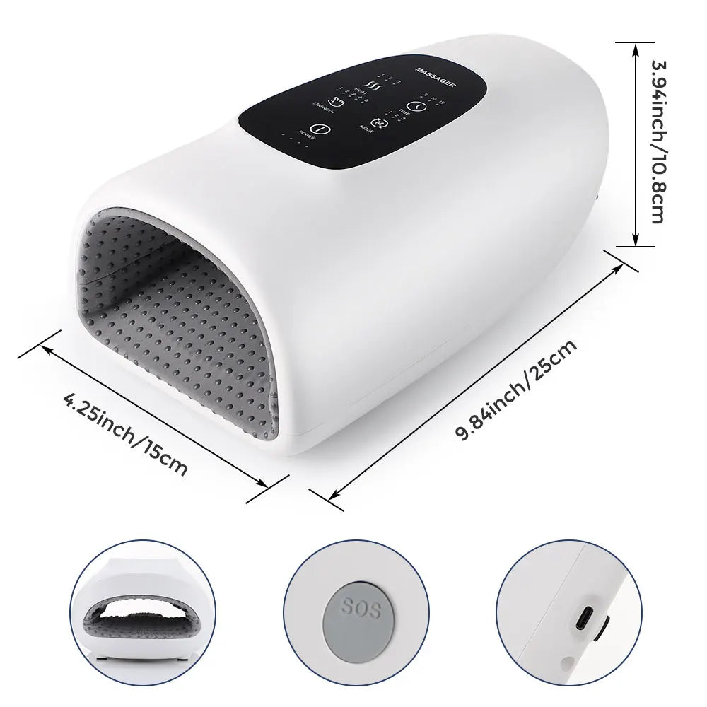 Electric Hand Massager with 5 Levels Air Compression Heat Palm Finger Massage Machine for Arthritis Finger Numbness Hand Relax