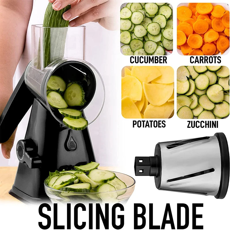 LMETJMA Rotary Cheese Grater with Handle Manual Vegetable Graters Shredder Slicer Nuts Grinder with Strong Suction Base JT122