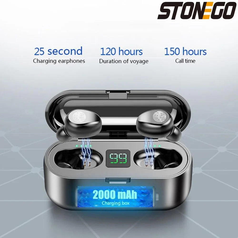 Wireless Bluetooth TWS Earphones Sport Waterproof HiFi Noise Cancelling Deep Bass Sound Dual Charging Box