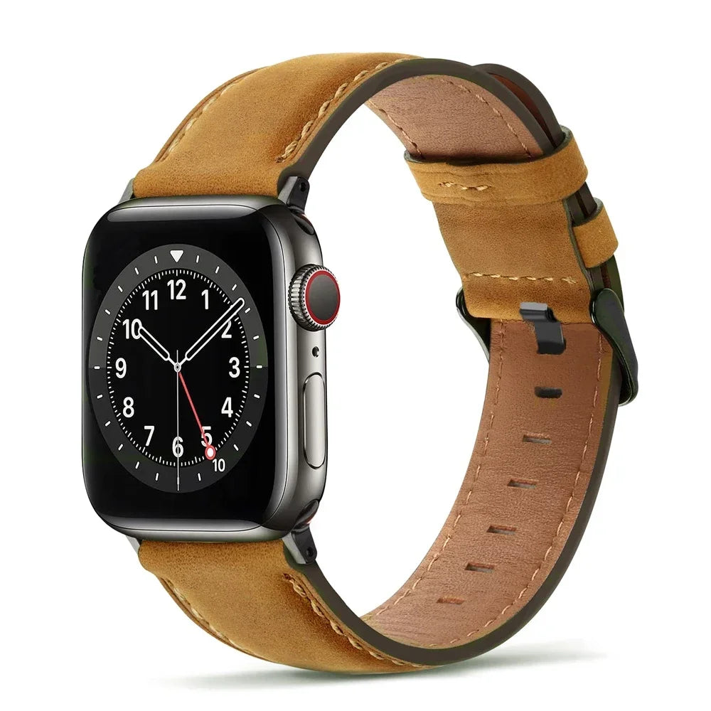 Leather Strap for Apple watch band 44mm 49/45mm 40/41 42 46mm belt Retro luxury Correas iWatch series 10 9 5 4 SE 6 7 8 ultra 2