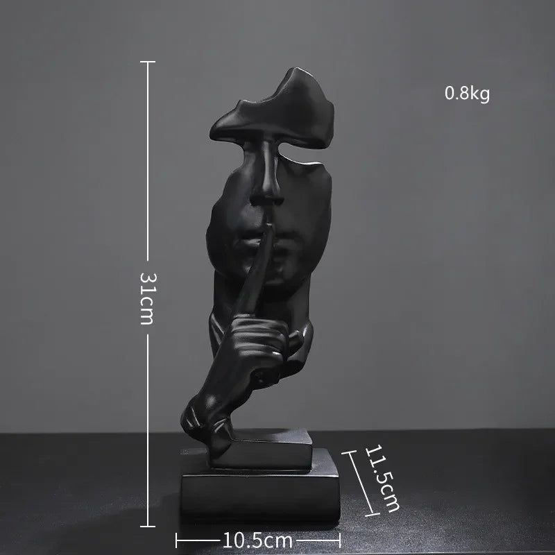 Accessories for home decoration silence is Gold statue for decoration statue of human face sculpture abstract African decoration