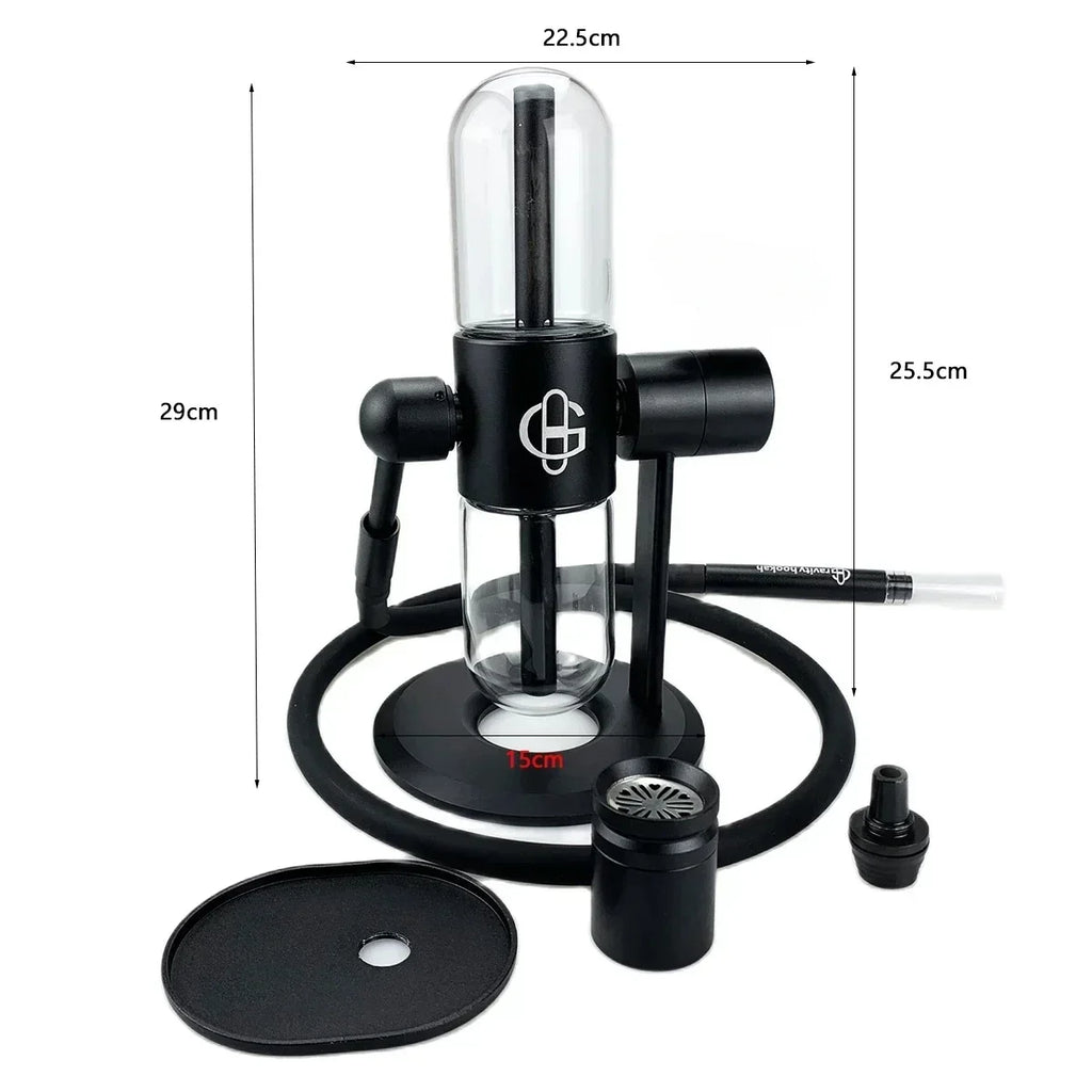 Gravity Smoking Pipe 360 Degree Rotation Hookah Travel Complete Set with Portable Handbag Glass Shisha Bowl Smoke Accessory