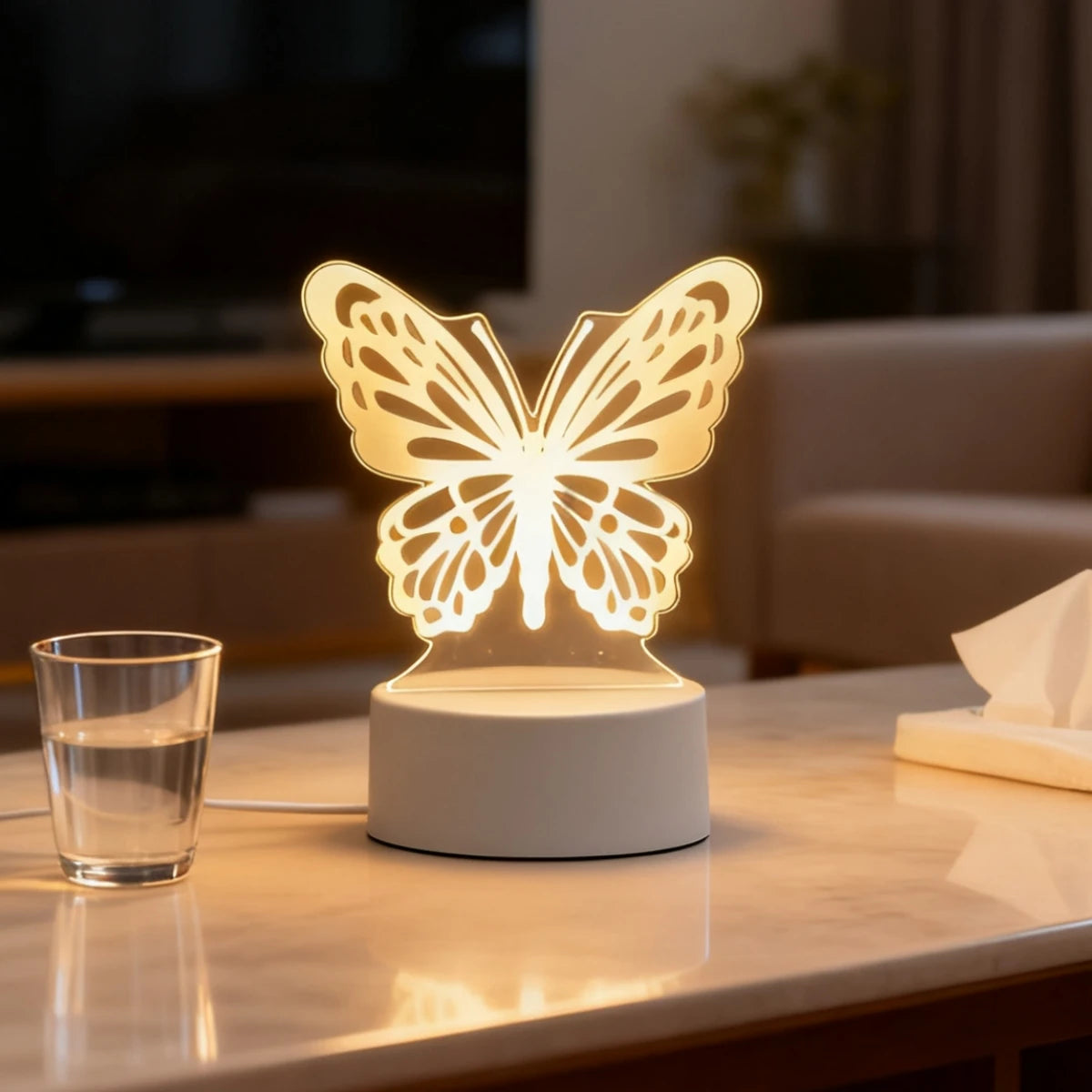 3D Dreamy Butterfly LED Night Light, USB Desktop Decorative Light, Suitable for Romantic Bedroom Decoration, Ideal Christmas Gif