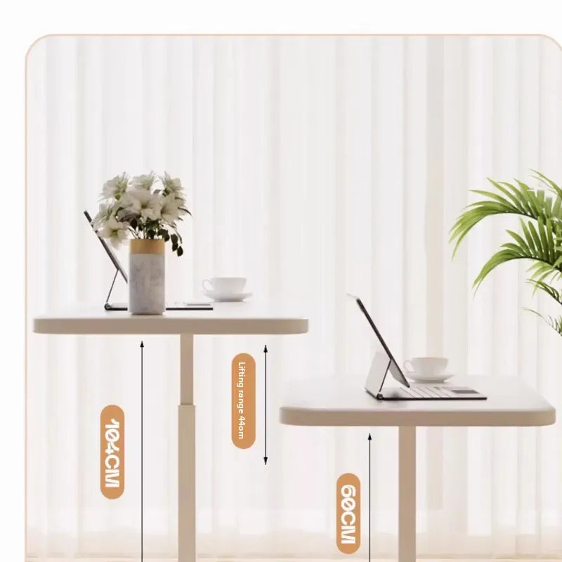 Height Adjustable Mobile Laptop Desk with Wheels Multi-Purpose Rolling Tray Table for Standing Workstation Use in Living Room