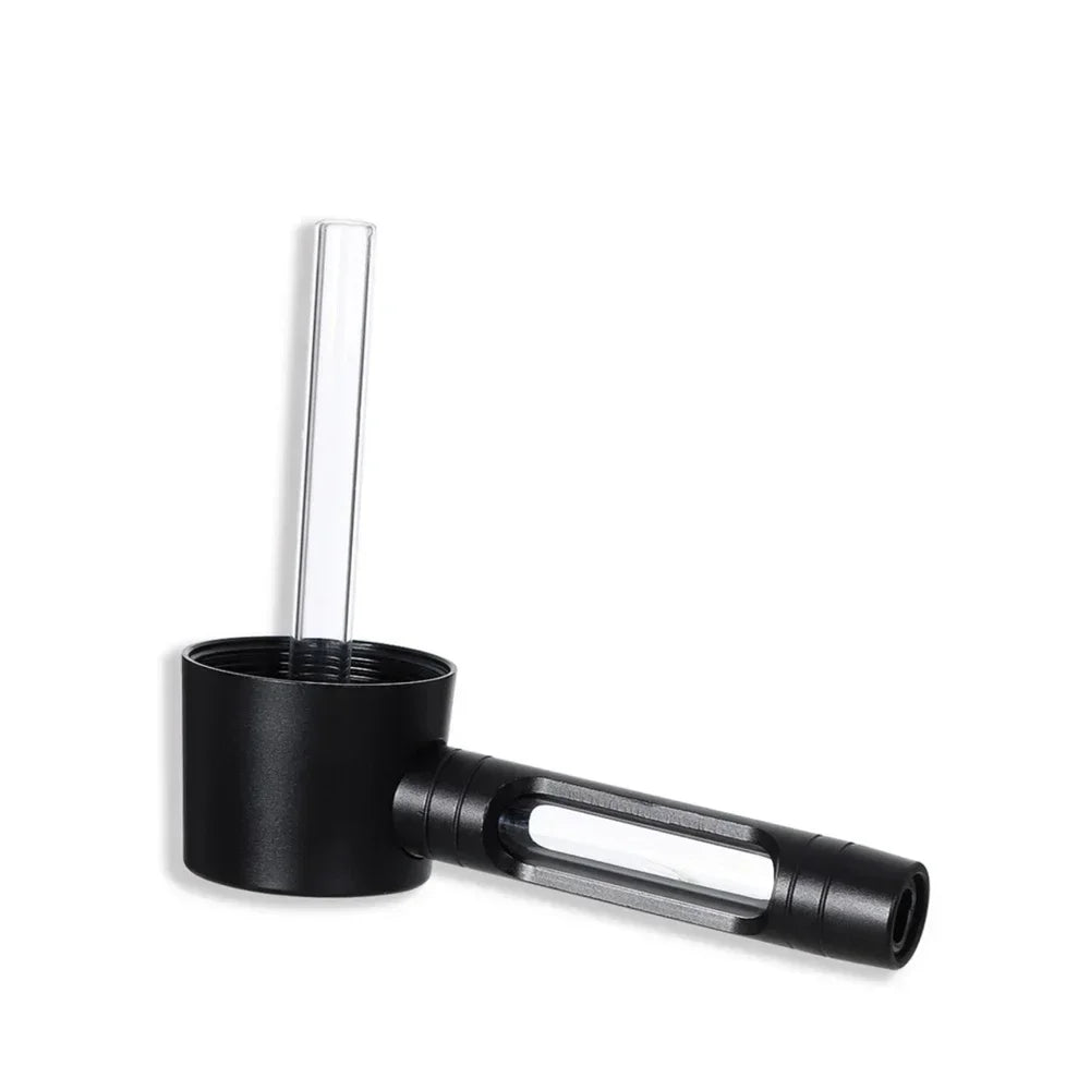 Portable Metal Smoking Pipe with 155mm Glass Bowls Dry Burning Grass Tobacco Pipes Hookah Shisha Pipa for Smoke Accessories