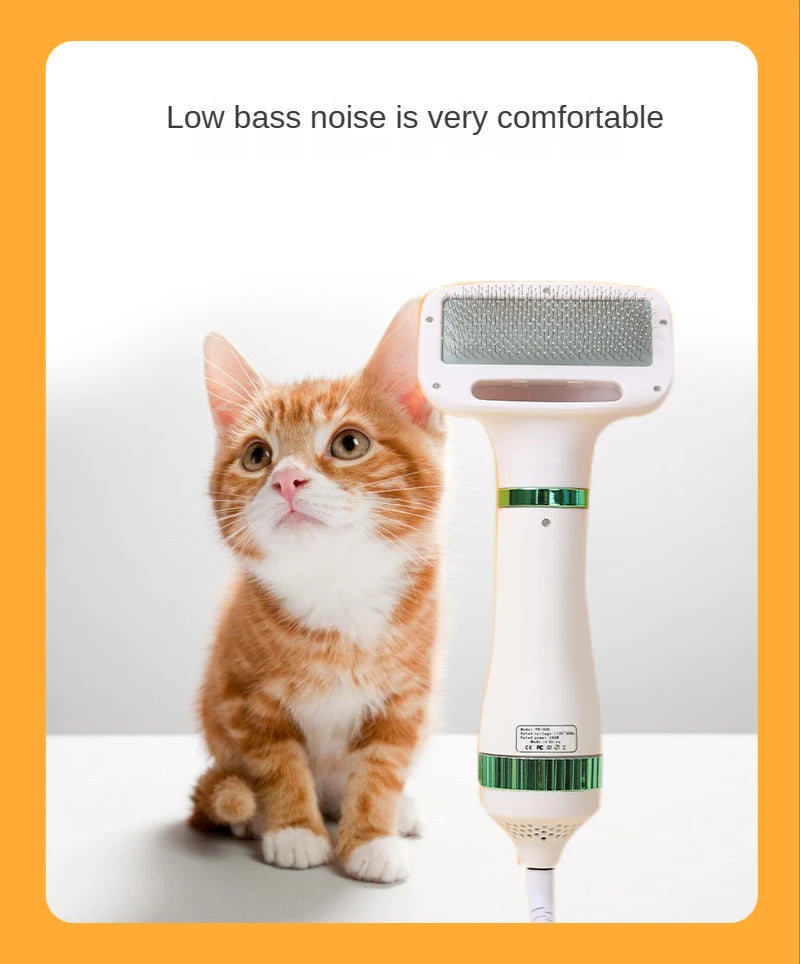 2-In-1 Pet Dog Dryer Quiet Dog Hair Dryers and Comb Brush Grooming Kitten Cat Hair Comb Puppy Fur Blower Adjustable Temprature