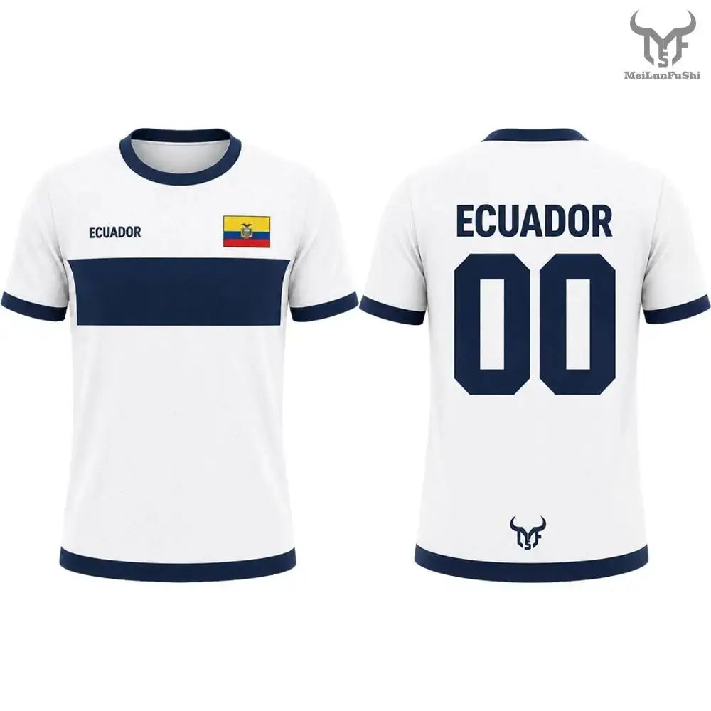 New Ecuador Flag Printed T-Shirt Men's and Women's Fashion Crew Neck Sports Jersey Loose Summer Quick Dry Soccer Training Tops