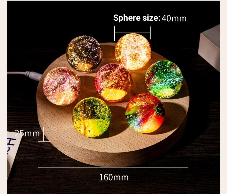 1 Set Fantasy Colorful Glass Star Ball Luminous Planet Astronomy Planets Ball Fantastic Style Home Decoration Cosmic Model Gift