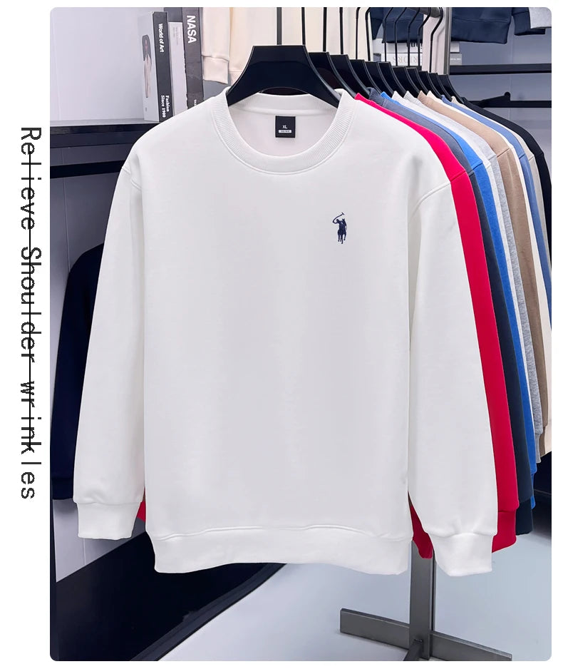 Designer brand men's round neck sportswear autumn new item thickened warm luxury pony print loose casual Paul pullover