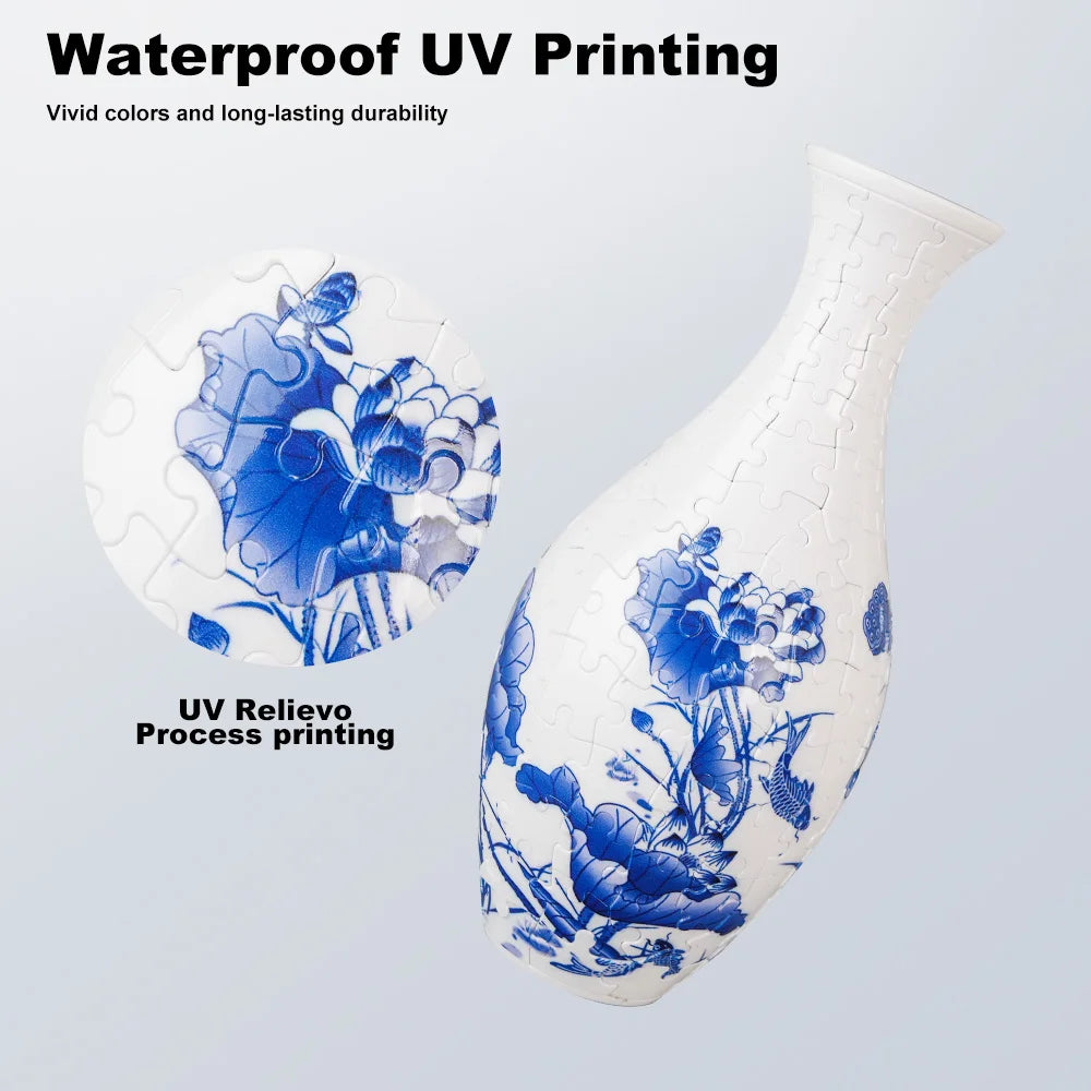 3D Puzzle Vase Home Decoration Christmas Gifts DIY Chinese Vase for Bouquet Flowers Creative Handmade Flower Vase Puzzle Toys