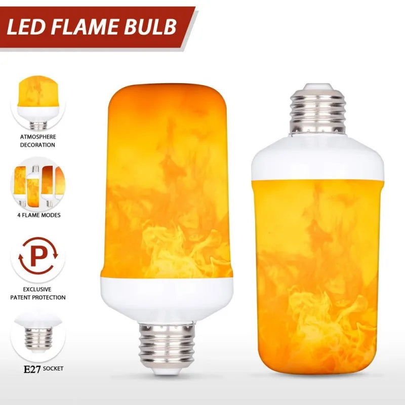 LED E27 Flame Bulb Fire E14 lamp Corn Bulb 4 Modes Party LED Light Dynamic Flame Effect 85v-265v for Home Lighting
