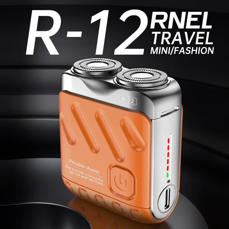 Mini Electric Shaver Dual Head Waterproof Type-C Rechargeable Shaver Travel Rotary Razor Men's Portable Hair Beard Trimmer Tool