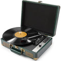 Vinyl Record Player P01，3-Speed Bluetooth Suitcase Portable Belt-Driven Record Player with Built-in Speakers RCA Out AUX in