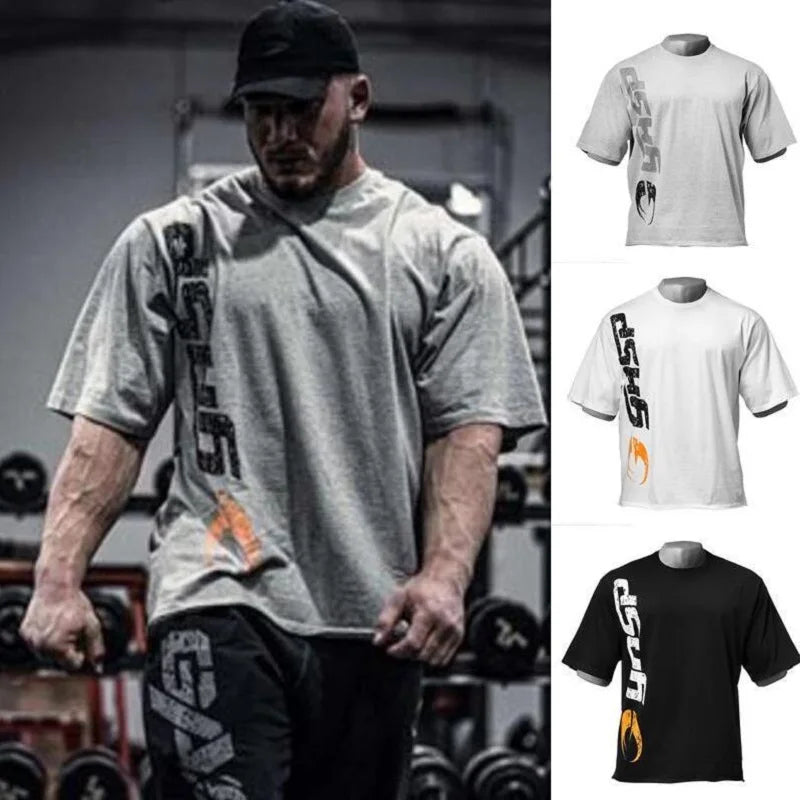 Fitness And Sports T-shirt Men's Loose Top European And American Large-sized Quick-drying Short-sleeved Shirt Fitness Training