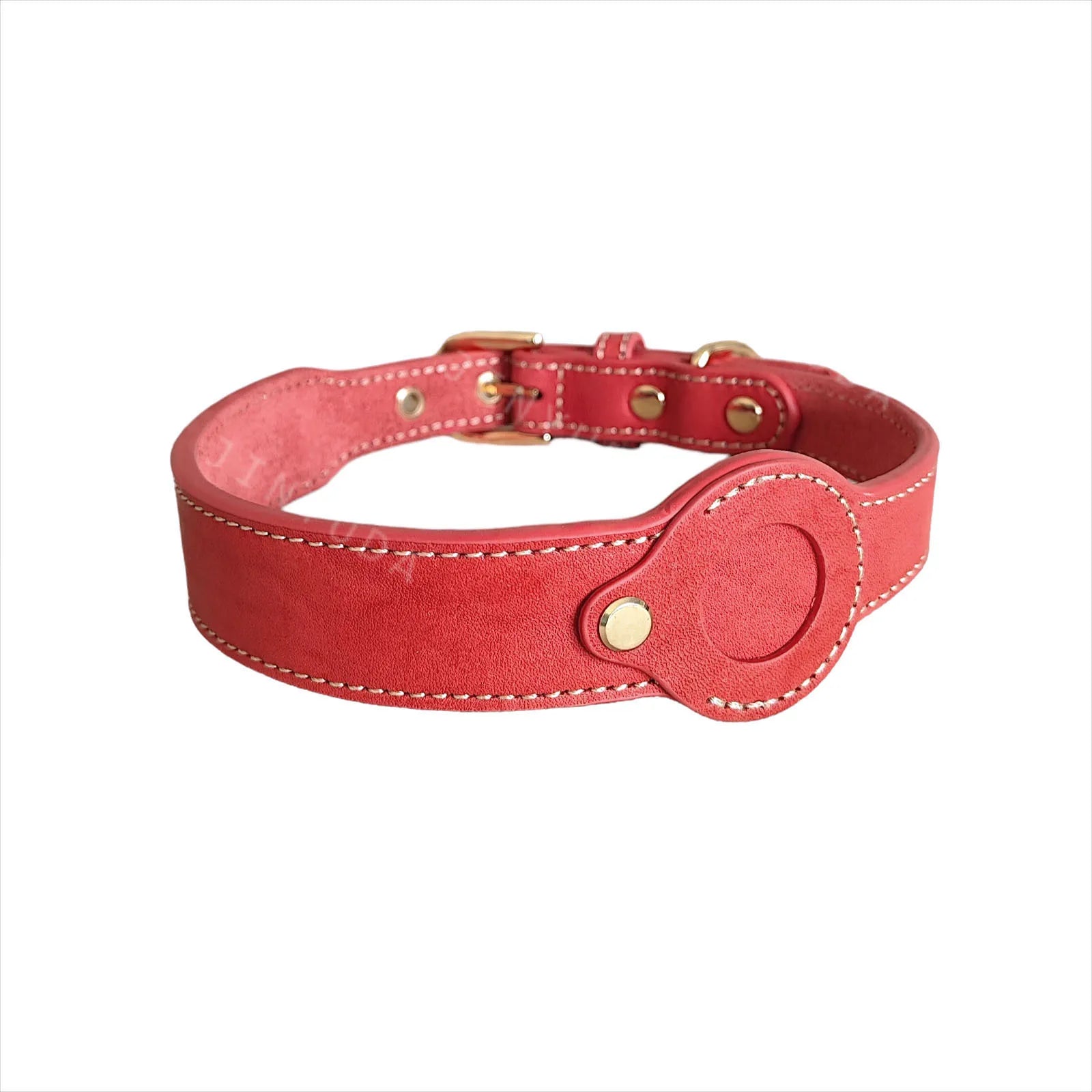 Leather AirTag dog Collar Genuine and Heavy Duty handmade pet collar with Air Tag Holder Lightweight GPS Pet Collars