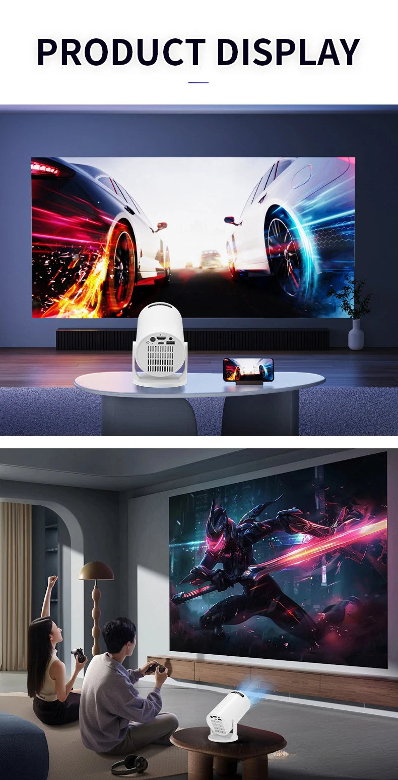 HY300 Mini portable 4k projector 1080P android Smart home  movie theater projectors bluetooth and wifi