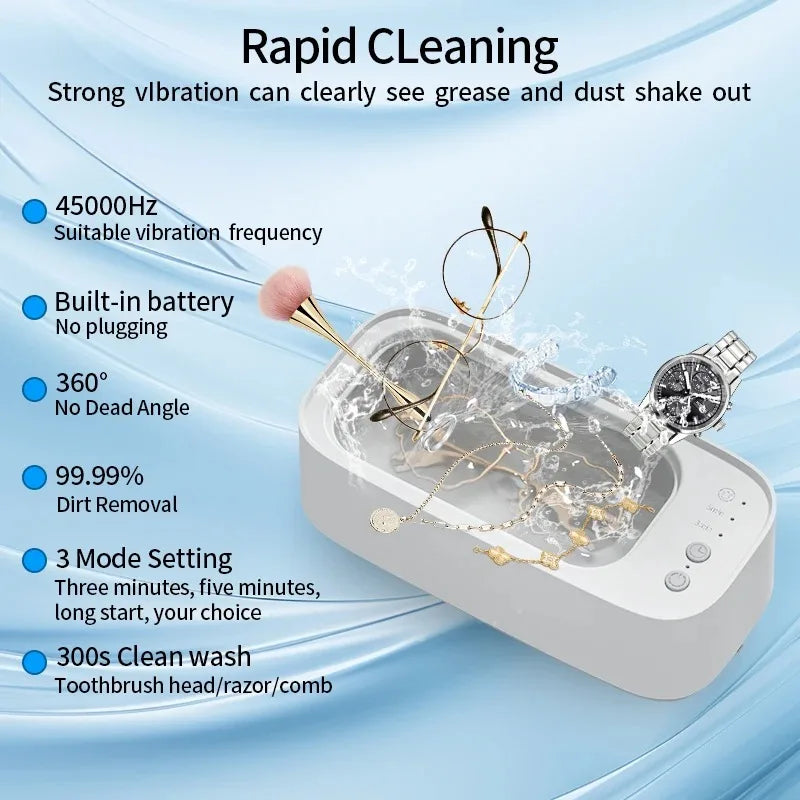 USB Powered Ultrasonic Cleaner High Frequency Vibration Machine Multi-Purpose Jewelry Watch Glasses Bracelets Cleaning Tool