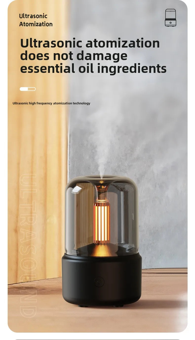 120ml Aromatherapy Humidifier Ultrasonic Humidifier with Creative Candlelight Design USB Air Humidifier for Sleep Aid Home Decor