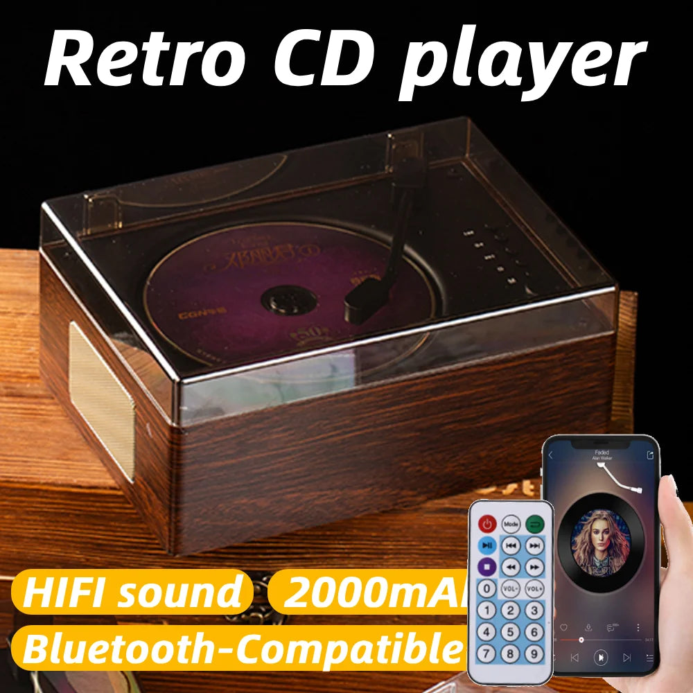 Home Music Player Rechargeable Remote Control Home Sound Bluetooth-Compatible 5.0 Support CD BT USB 3.5mm AUX Desktop CD Player