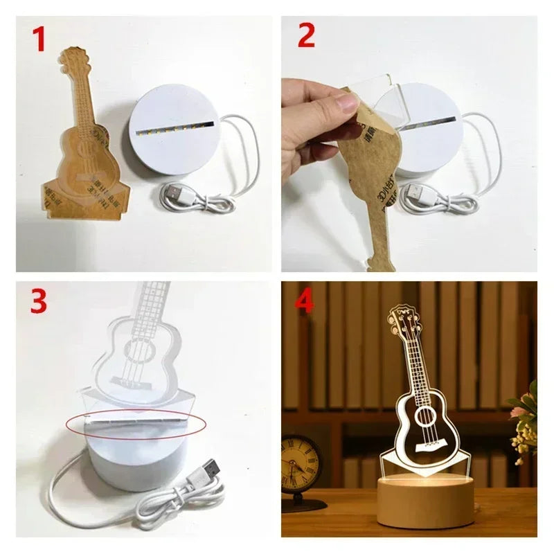 3D Acrylic LED Night Light USB Powered Bedroom Bedside Decor Night Lamp Birthday Kid Gifts Table Ornaments Novelty Lighting