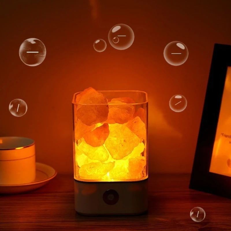 Natural Himalayan Salt Crystal Lamp USB 7 Color Changing Night Light for Health Relaxation Bedroom Bedside Home Decor
