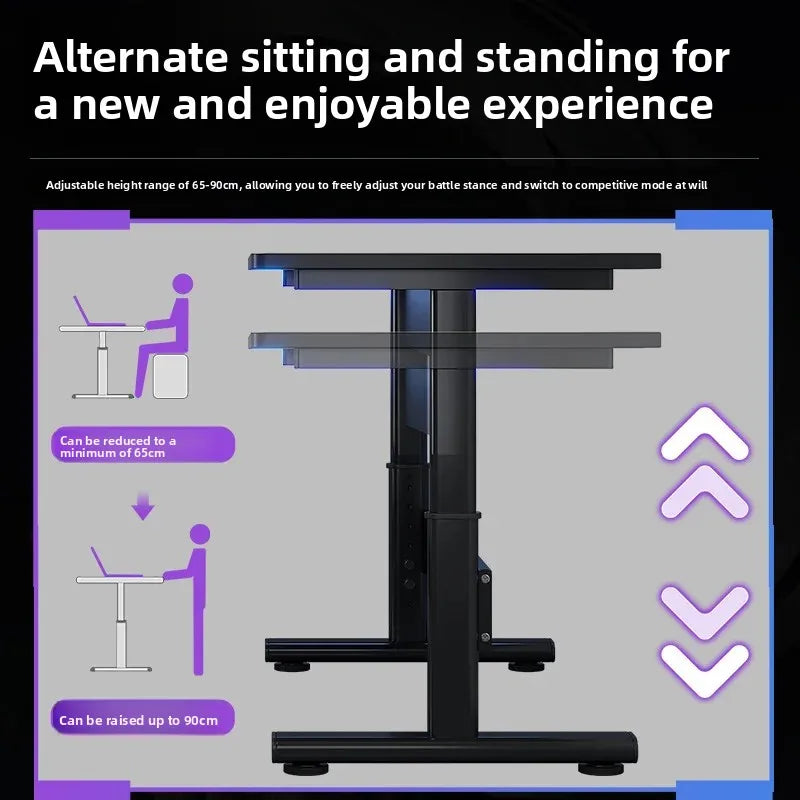 Height Adjustable Gaming Desk Electric Standing Computer Table Carbon Fiber Wide Desktop for Home Office E-sports Setup
