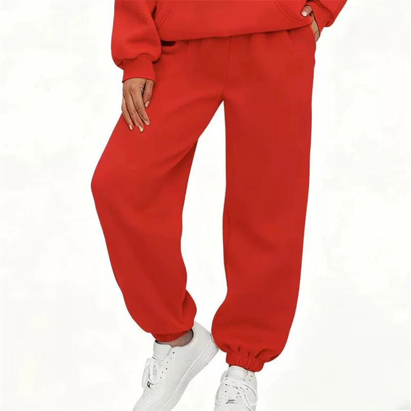 autumn winter Women's Pants Solid Color Sweatpants Daily casual Pants Women's Comfortable loose Drawstring Women's Trousers