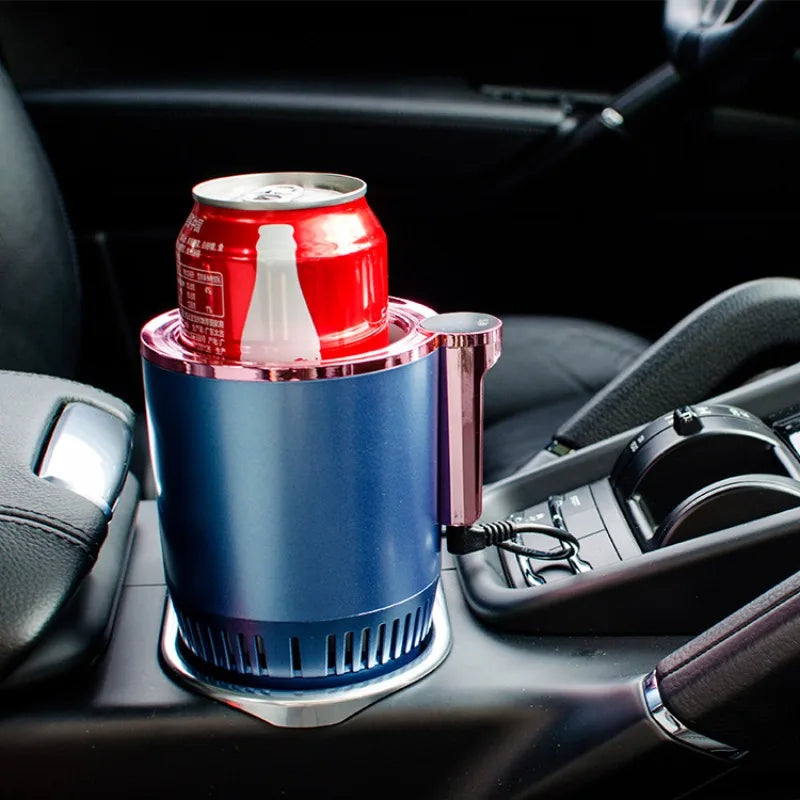 Smart Car 2-In-1 Hot and Cold Cup Drinks Holder Home Fast Refrigeration Cooling/Heating Mini Touch Screen Beverage Mug Drink Can