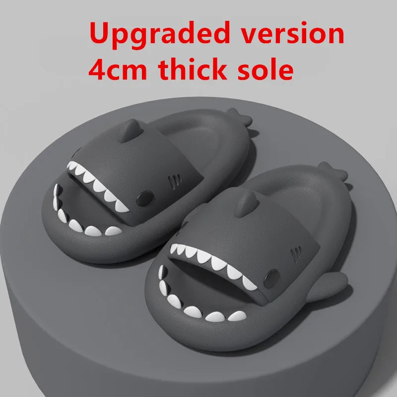 4cm Thick Sole Man Women Shark Slippers Size 46 47 2023 Summer Home Anti-skid Couple  Indoor Household Funny Slipper