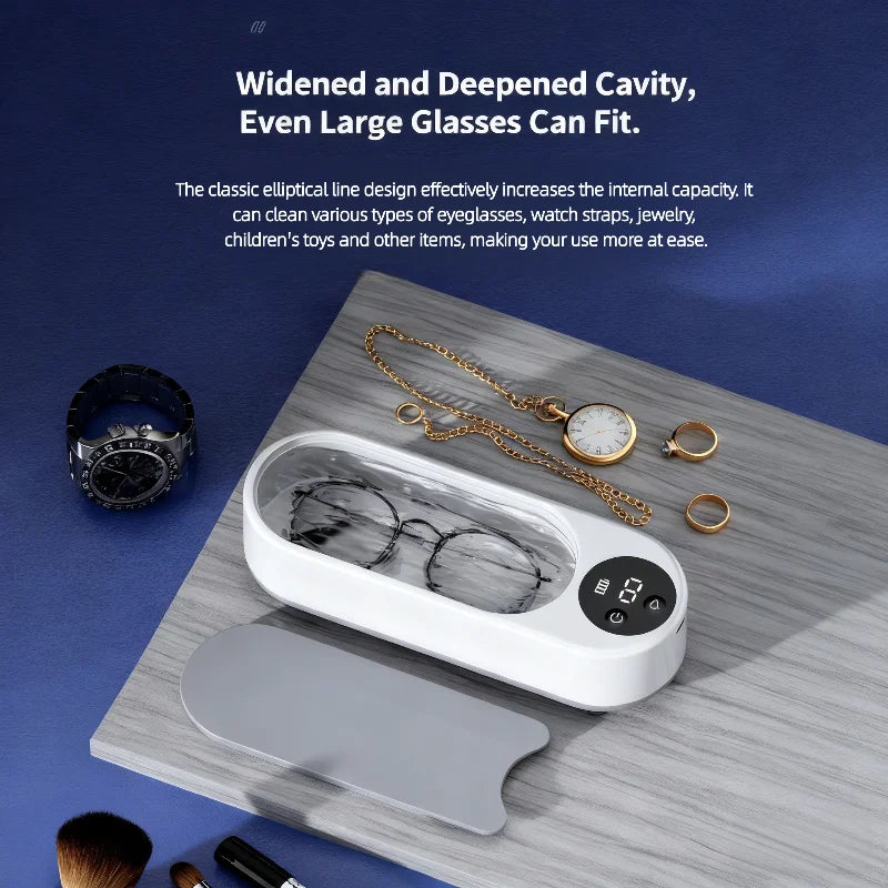 High Frequency Vibration Jewelry Cleaner 360° Automatic Deep Cleaning Tool Portable USB Rechargeable for Rings Watches Glasses