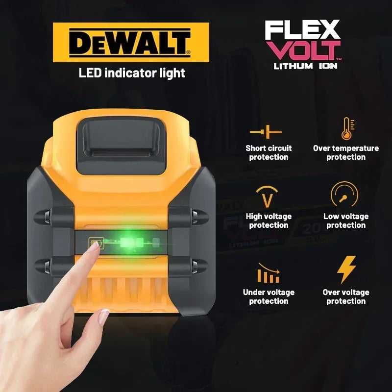 Original DEWALT Battery 60V 9.0AH, Rechargeable Lithium-ion Battery, DEWALT，DCB609，DCB118， Fast Charging, DEWALT Tool Battery,