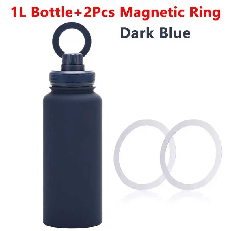 1000ML Sports Bottle With Magnetic Ring Insulated Bottle Water Bottle with Rotating Phone Holder Thermal Water Cup Thermal Mug