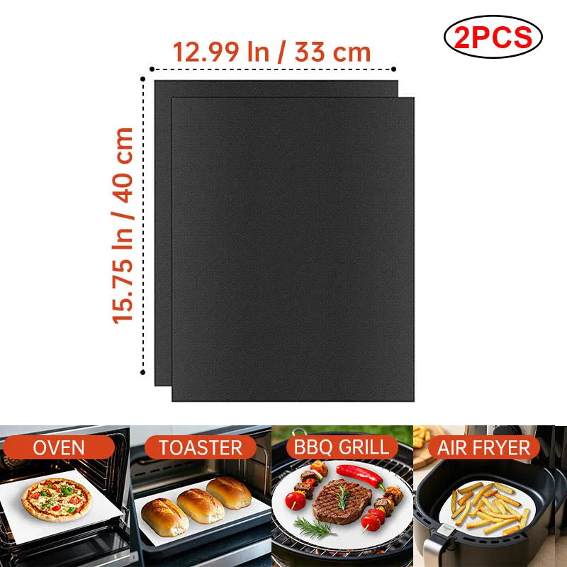 BBQ Mats Oven Bottom Liners Reusable Non-stick Baking Mats Outdoor Party Protective Mats Kitchen Tools Heat Resistant Grill Mats