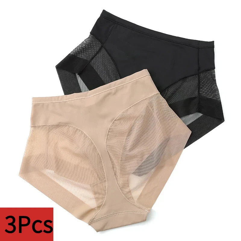3PCS/SET Women Bodyshorts Body Shaping Panties Female Pants Breathable Mesh Intimates High Elastic Control Seamless Briefs