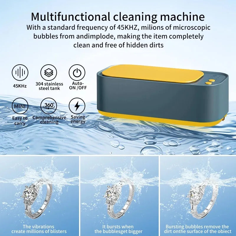 USB Powered Ultrasonic Cleaner High Frequency Vibration Machine Multi-Purpose Jewelry Watch Glasses Bracelets Cleaning Tool