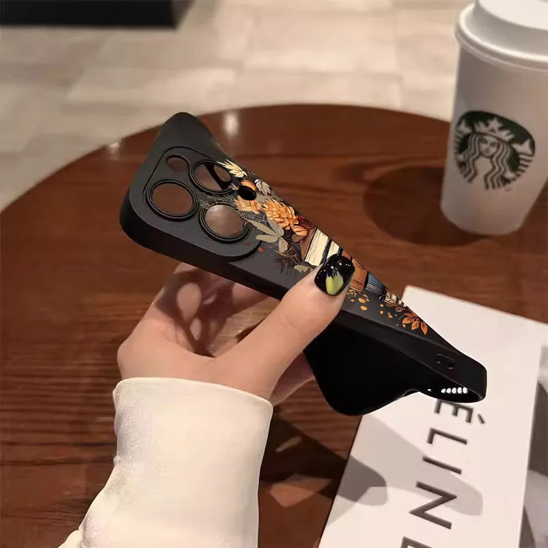 Creative Beautiful Book Pattern Phone Case For iPhone 11 12 13 14 15 16 17 Air Pro Max 16E 7 8 Plus X XR XS SE2 Shockproof Cover