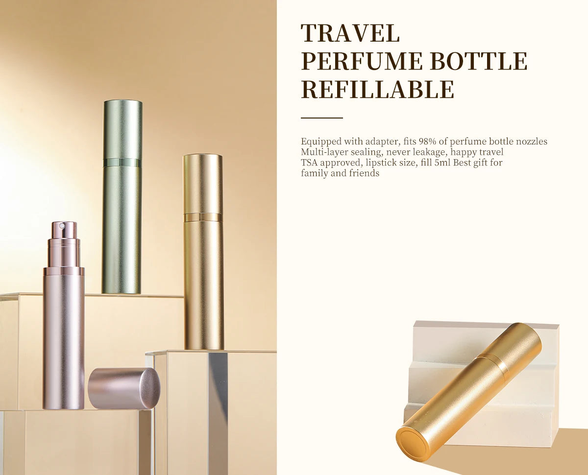 10ml Mini Refillable Perfume Bottle with Spray Scent Pump Portable Travel Empty Cosmetic Containers Mini Spray Atomizer Bottle