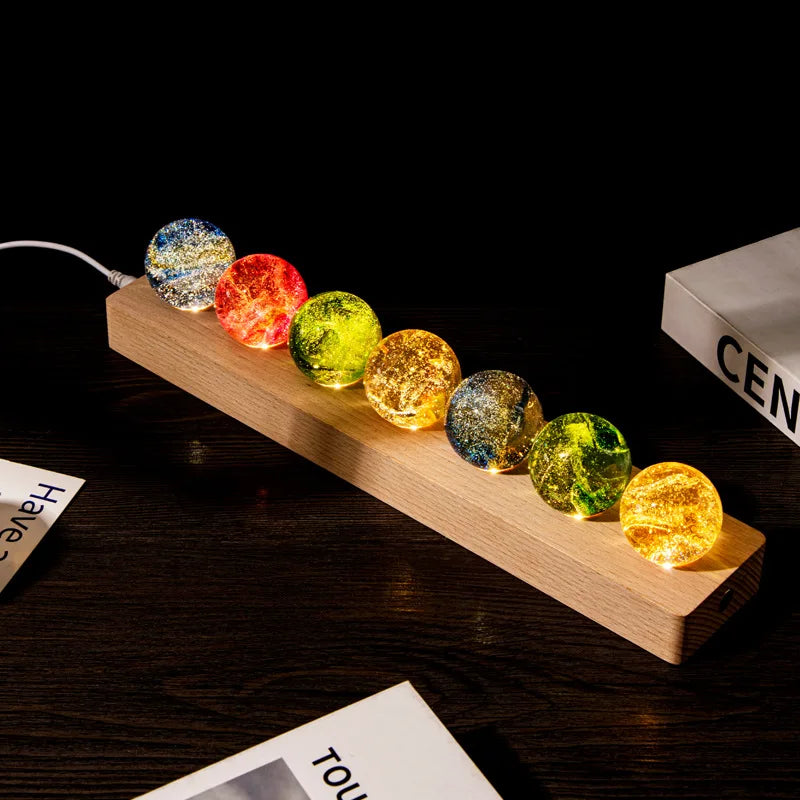 1 Set Fantasy Colorful Glass Star Ball Luminous Planet Astronomy Planets Ball Fantastic Style Home Decoration Cosmic Model Gift