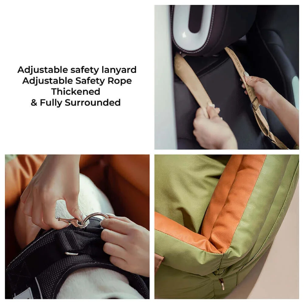 Winter Pet Outing Lathe Luxury Faux Leather Dog Car Seat/Cat Car Bed/Booster Bed Pet Booster Car Seat Comfortable Cat Travel Bed