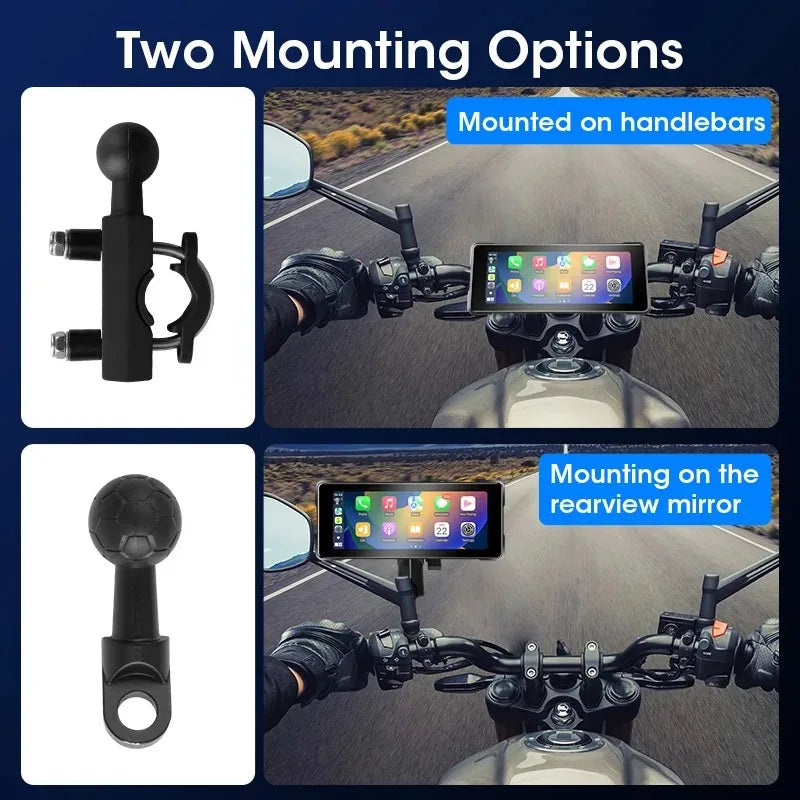 Srnubi 7 Inch Motorcycle Portable Navigation GPS Wireless Carplay Android Auto IP67 Waterproof Motorcycle Touch Screen Display