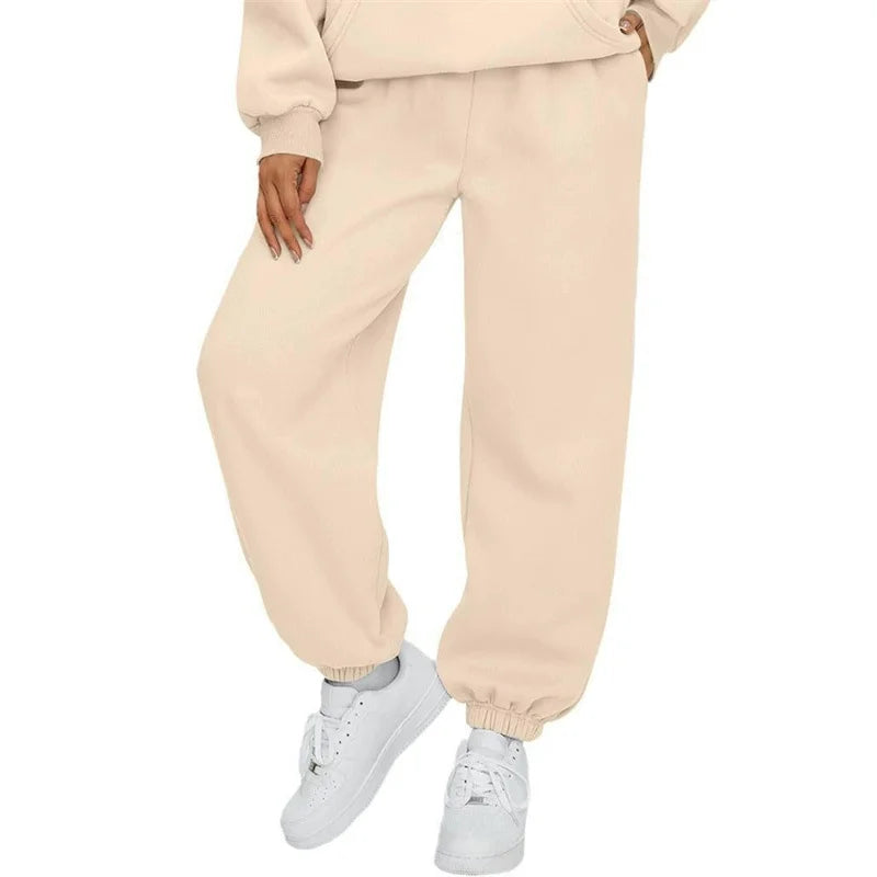 autumn winter Women's Pants Solid Color Sweatpants Daily casual Pants Women's Comfortable loose Drawstring Women's Trousers
