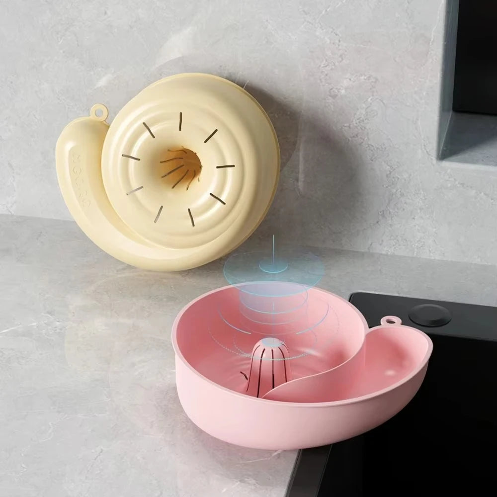 Snail Shape Fruit Drainer Basket Creative Automatic Rotation Clean Vegetable Washing Basin Multi-Functional Reusable
