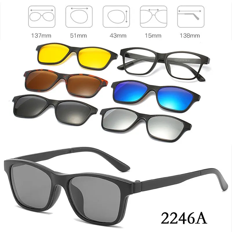 HJYFINO 5 lenes Magnet Sunglasses Clip Mirrored Clip on Sunglasses clip on glasses Polarization Clip Custom Prescription Myopia