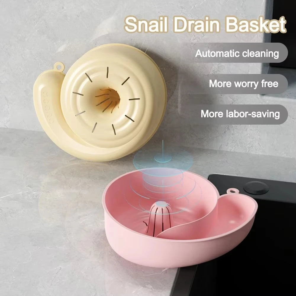 Snail Shape Fruit Drainer Basket Creative Automatic Rotation Clean Vegetable Washing Basin Multi-Functional Reusable