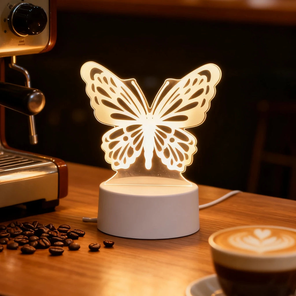 3D Dreamy Butterfly LED Night Light, USB Desktop Decorative Light, Suitable for Romantic Bedroom Decoration, Ideal Christmas Gif