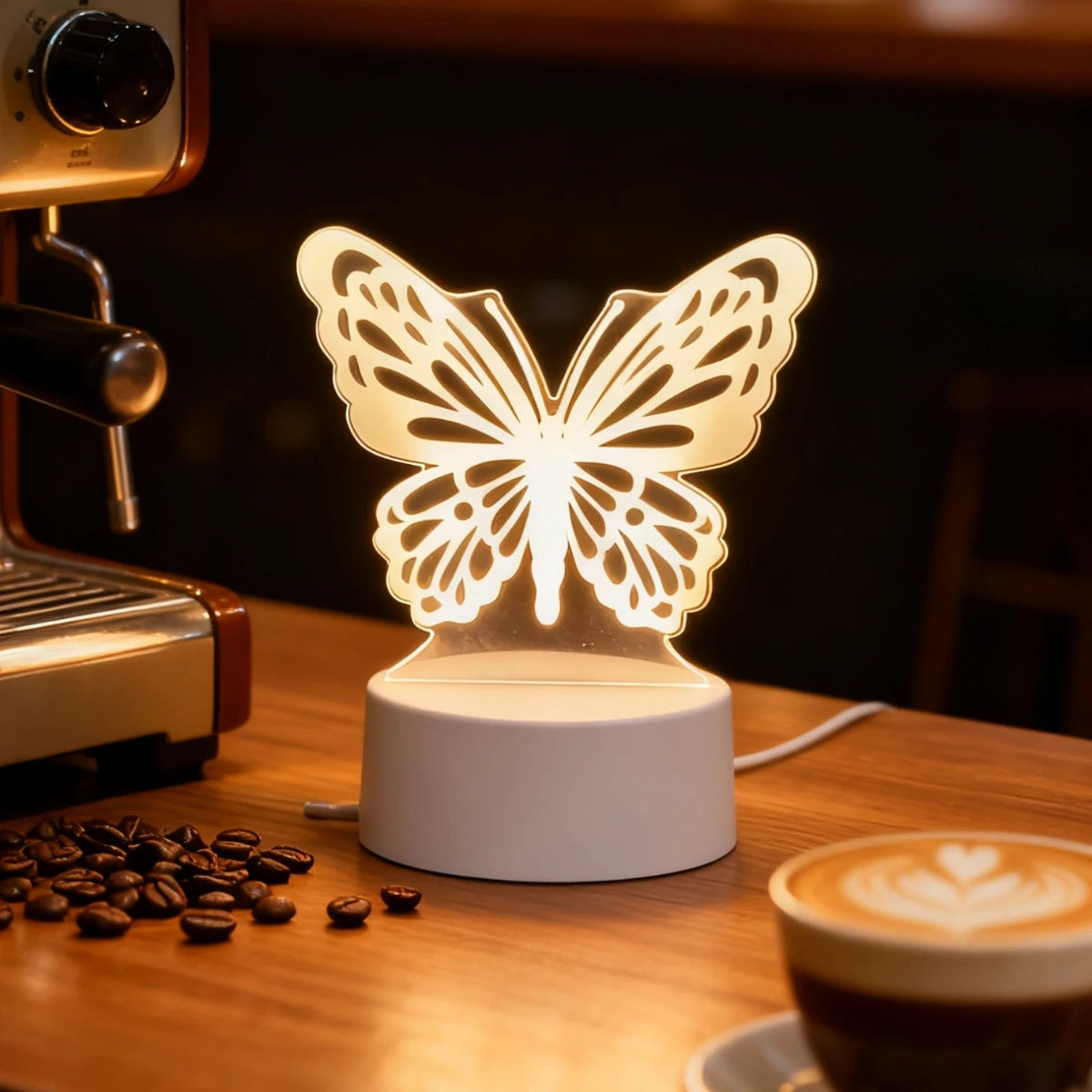 3D Dreamy Butterfly LED Night Light, USB Desktop Decorative Light, Suitable for Romantic Bedroom Decoration, Ideal Christmas Gif