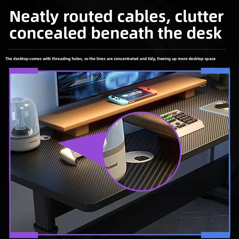 Height Adjustable Gaming Desk Electric Standing Computer Table Carbon Fiber Wide Desktop for Home Office E-sports Setup
