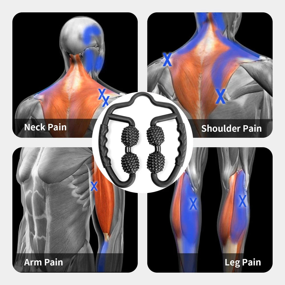 Release Post-Workout Soreness & Tension | 4-Wheel Massage Roller for Deep Muscle Relief, Legs, Back and Shoulders