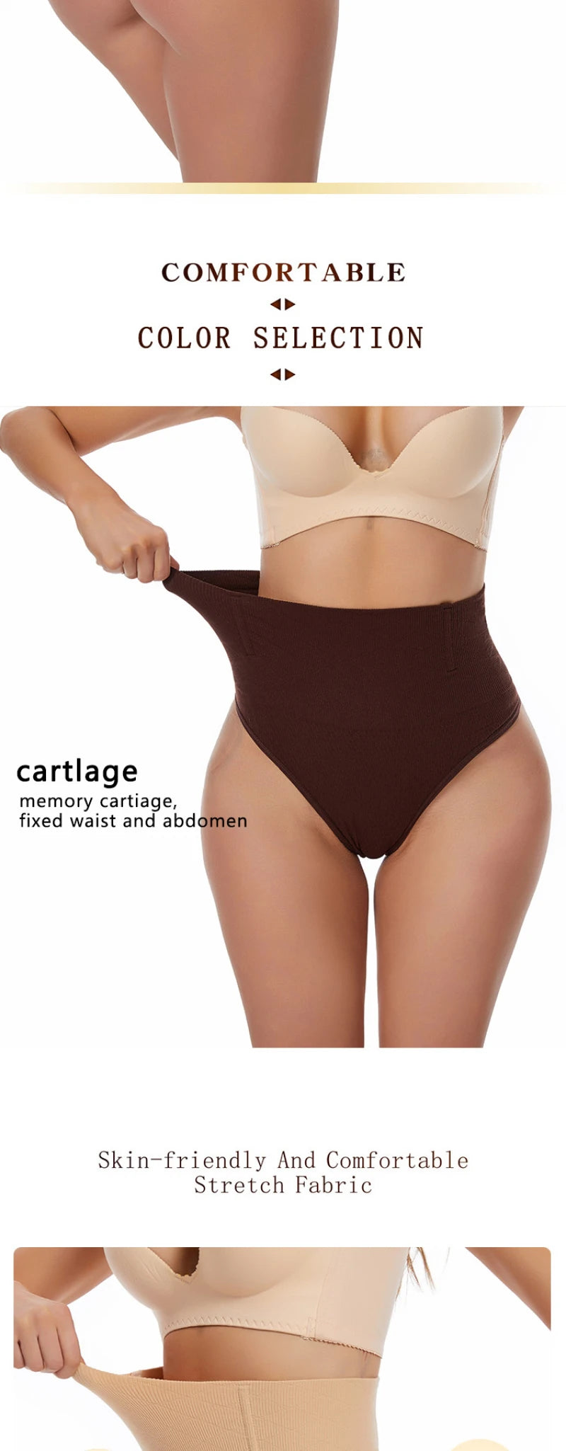 Thin Thong Women's Strong Hip Lift Tummy Control Panties with Fishbone Steel Boning Waist Cincher Mid-High Waist Shaper