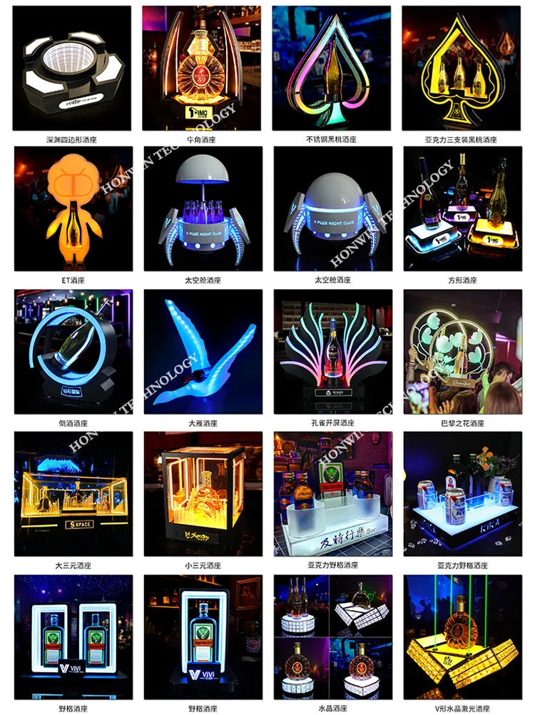 Nightclub Wine Presenter 3 Bottles Rechargeable LED Ace of Spade Glorifier Box Armand de Brignac Champagne Bottle Carrier Case